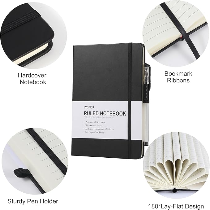 LYDTICK 20 Pack Journals for Writing College Ruled Notebooks Journal in Bulk, Hardcover Notebooks (200Pages) for Note Talking, Lined Bullet Journals for Home School Office, 5.7"x8.4", 5 Colors