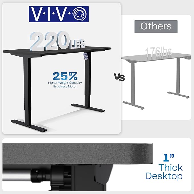 VIVO Electric 60 x 30 in Standing Desk with Full-Size RGB Mouse Pad, Memory Height Adjustment, 1B Series, Holds 220 lbs, Black Top Black Frame, DESK-KIT-1B6BP-30