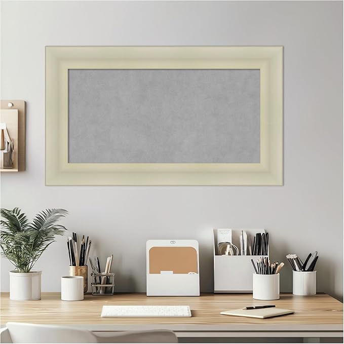 Amanti Art Silver Framed Magnetic Board 17x29 Small Vision Board for use with Magnets, 100% Metal Sheet to Display Items as Office Decor or for Home Organization in mudroom, Kitchen or Kids Room
