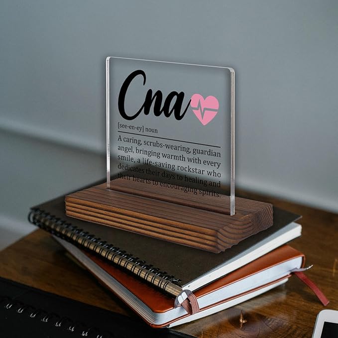 CNA Appreciation Gift Desk Sign, Thank You Plaque for Certified Nursing Assistants, Nursing Home Staff Recognition Gift for Women Men, Office Decor PA055