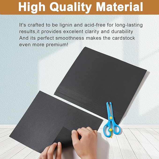 Silunkia 28 Sheets Shimmer Black Cardstock 8.5 x 11 Heavyweight Paper, 250gsm/92lb Black Construction Paper Card Stock for Making Card, Greeting Cards, Office, Scrapbooking, Wedding Invitations