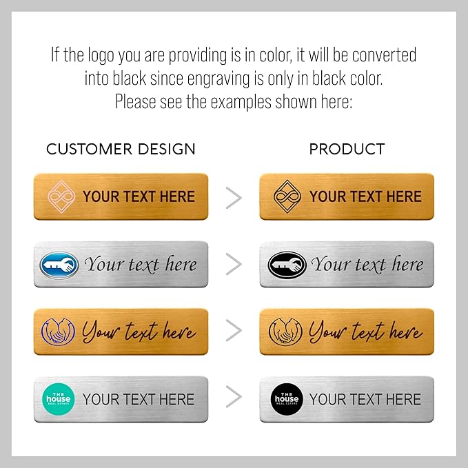 Custom Engraved ID Name Tag Badges Identification Personalized with Text & Logos, Metal Name for Clothing with Pin or Magnetic Backing Plates for Business and Employees (Your Own Design)
