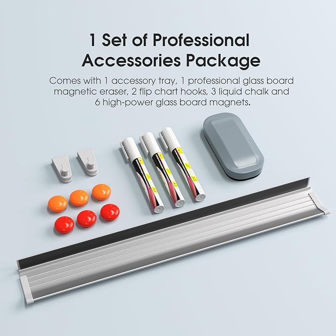 MaxGear Glass Whiteboard, Tempered Magnetic Dry Erase Board 72 x 48 Inch Black, Frameless Wall Mounted, Office Classroom Conference Room Home Use, Includes Markers, Eraser, Magnets & Mounting Kit