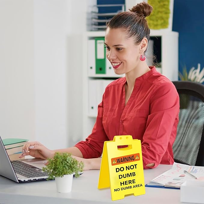 Smilelife Funny Office Cubicle Decor No Dumb Area Desk Sign Team Office Gag Gifts for Coworker Teammate Employee Boss Manager