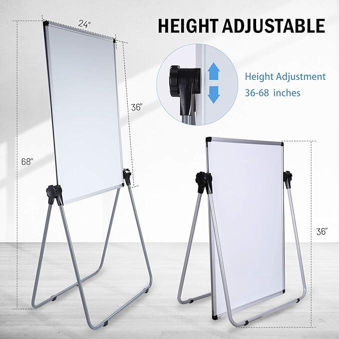 UIFER Stand White Board, Double Sided Magnetic Dry Erase Board Height Adjustable Whiteboard with Sturdy Aluminum Frame for Home Office Classroom, 36 x 24 Inch