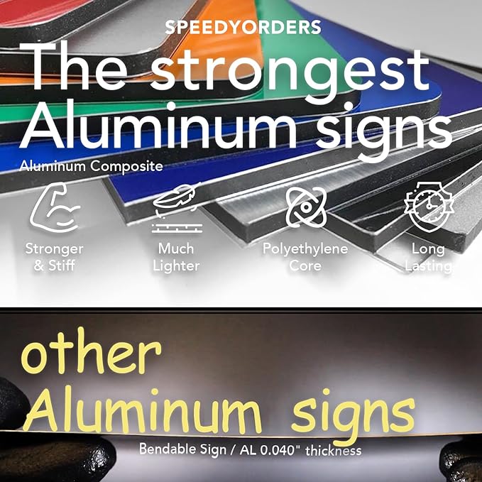 Custom Metal Signs, Personalized Aluminum, Business Safety Signs, Waterproof Outdoor, White Aluminum (Brown Background, 10x7 In)