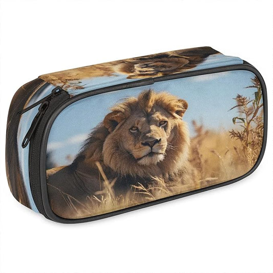 Pardick 3D Lion Pencil Case，Big Capacity Pencil Pouch Coin Pouch Stationery Organizer For Teen School