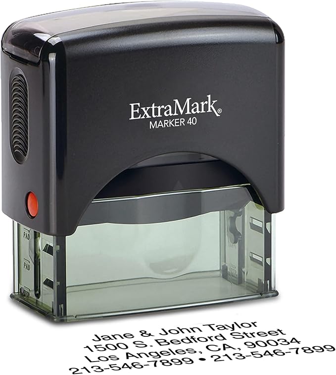 ExtraMark Return Address Stamp - Custom Self Inking Rubber Stamp - Personalized Stamp - Customizable Text with 15 Colors - Wedding Invitation & Housewarming Rubber Stamp