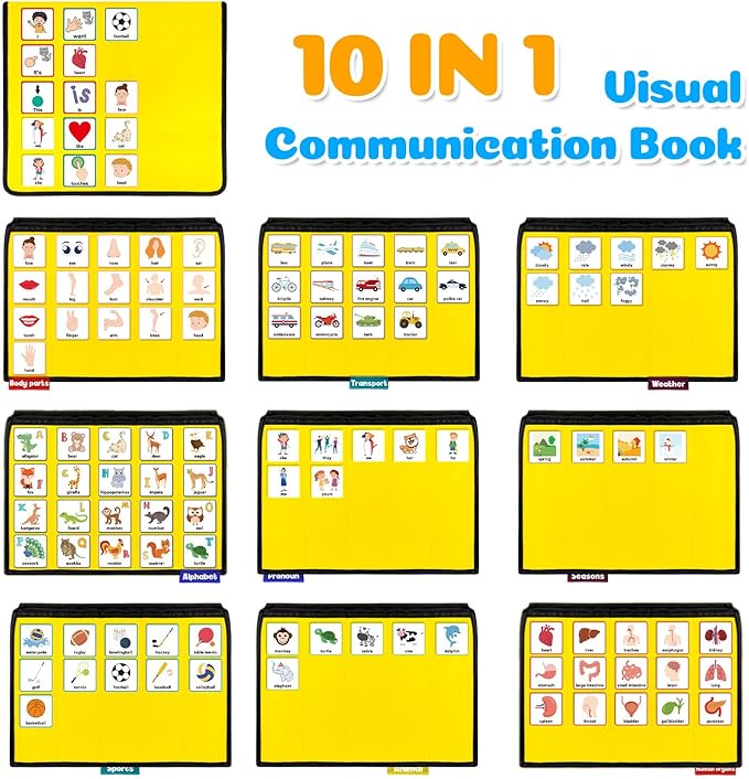 Boczif Visual Communication Book, Nonverbal Communication Board, Autism Language Vocabulary Learning Materials, Speech Articulation Therapy Cue Cards for Kids, Toddler Behavior Book for Home School