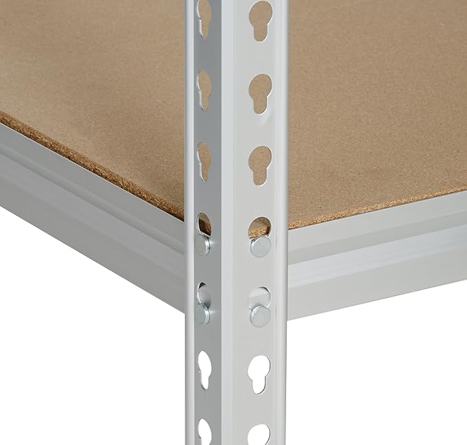 Amazon Basics Double Post Press Board 5 Tier Shelf 36 x 18 x 72, Aluminum | Medium Duty, Storage, Shelving