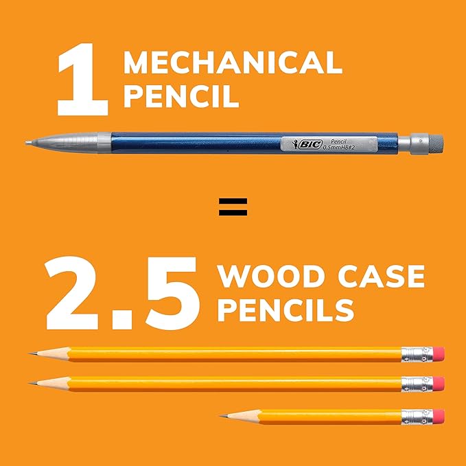 BIC Xtra-Precision Mechanical Pencils with Erasers, Fine Point (0.5mm), Six 24-Count Packs Mechanical Drafting Pencil Set, 144 Pencils