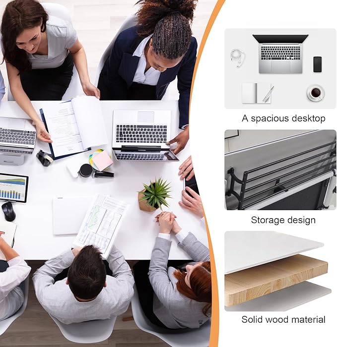 Conference Table,55.1''Folding Conference Room Table for 4-12 People,Mobile Flip Top MeetingTraining Table with Different Coulor and Styles for Offices, Classrooms,Meeting Room (6, 47.2''C)