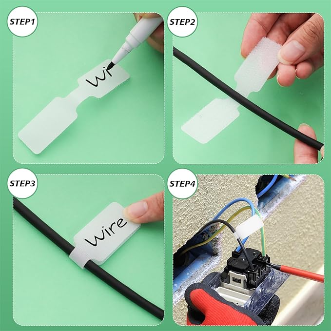 50 Pcs Cable Labels Nylon Writable Cord Tags Reusable Cable Cord Wire Labels for Electronics Office Computers Management and Identification