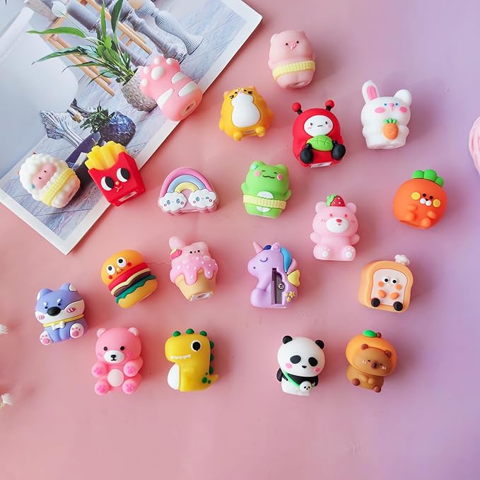 48 pcs Cute Pencil Sharpener for Kids Fun Pencil Sharpener Bulk Kawaii Manual Pencil Sharpeners Kids Pencil Sharpeners for Back to School Supplies Class Rewards.