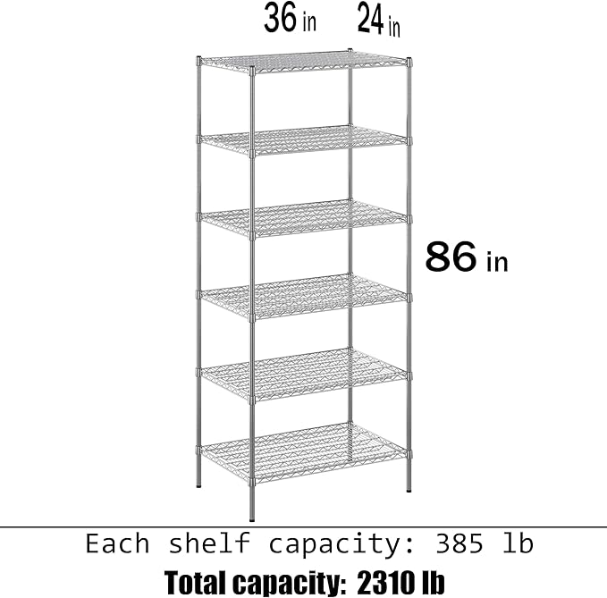Regal Altair 24" Deep x 36" Wide x 86" Height Wire Shelving Kit | 6-Tier | NSF Commercial Storage Rack Unit