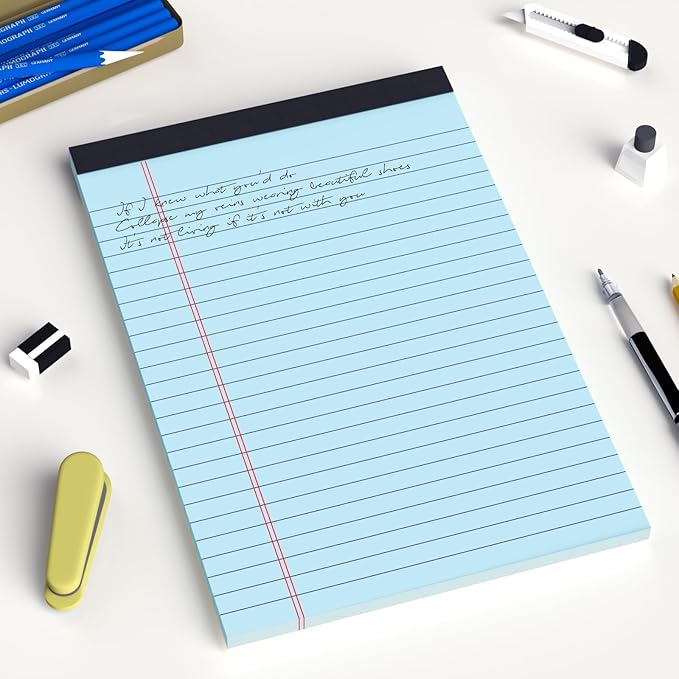 AILZFEI 6pcs Small Note Pad 5x8 College Ruled Blue Legal Pads Paper Notepads 6 Pack Study Back Writing Pads 5 x 8 Legal Pads Perforated Narrow Ruled Pads of Paper Blue