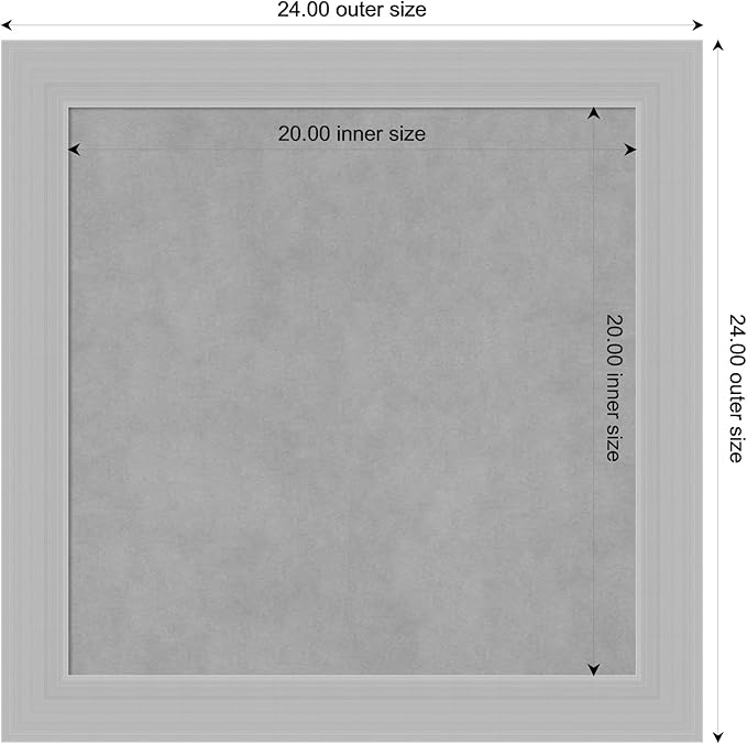 Amanti Art Silver Framed Magnetic Board 24x24 Medium Vision Board for use with Magnets, 100% Metal Sheet to Display Items as Office Decor or for Home Organization in mudroom, Kitchen or Kids Room