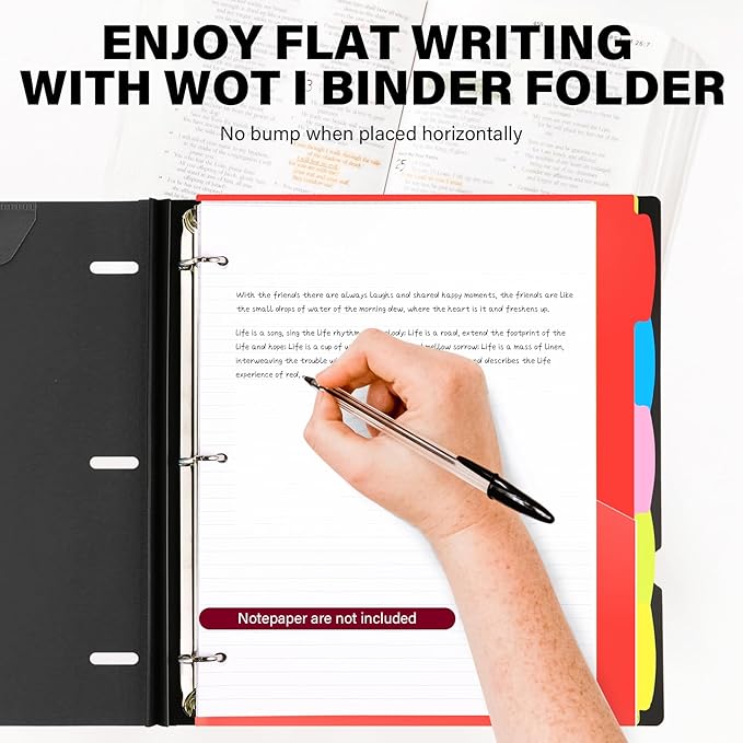 WOT I Telescoping Project Organizer, Refillable Binder with Dividers and Pockets, 13 Pocket Folders, 1 Inch 3 Ring Binder, Black