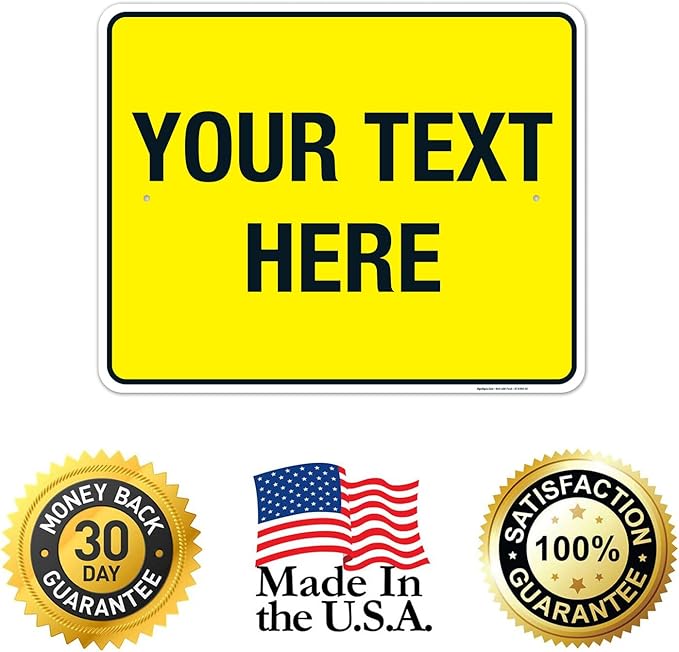 Personalized Custom Yellow Background Customize for Office, Business, Workplace, Home, Airbnb, Delivery Sign, 24x30 Inches, Rust Free .063 Aluminum, Fade Resistant, Made in USA by Sigo Signs