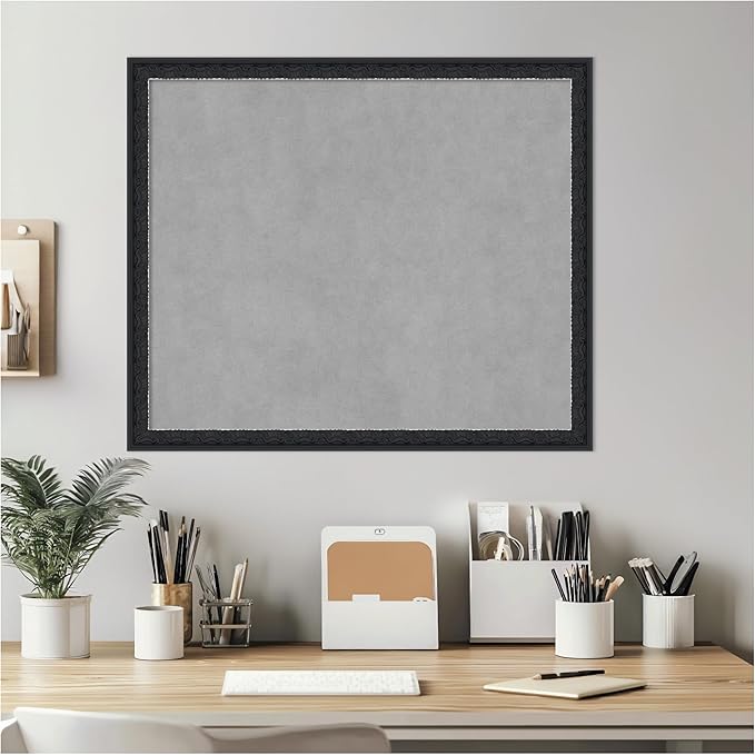 Amanti Art Black Framed Magnetic Board 22x26 Medium Vision Board for use with Magnets, 100% Metal Sheet to Display Items as Office Decor or for Home Organization in mudroom, Kitchen or Kids Room