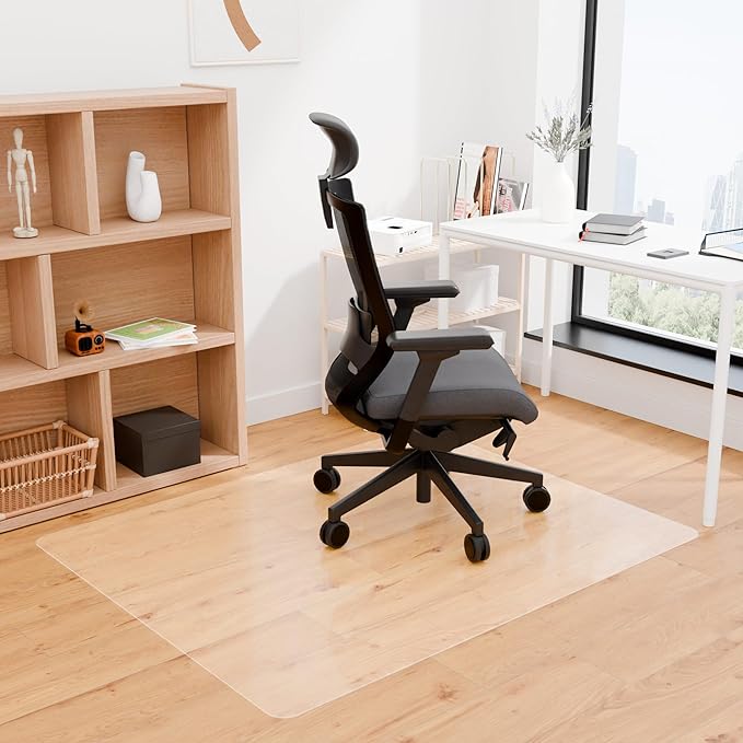 100pointONE Office Chair Mat for Hardwood Floors, Easy Glide Computer Chair Mat, Clear Floor Protector for Chairs 45" x 53"
