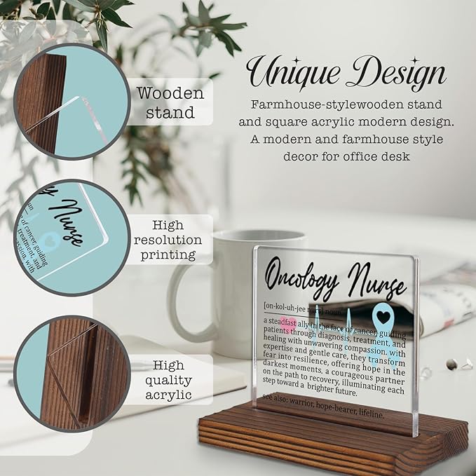 Oncology Nurse Gifts, Thank You Appreciation Gifts for Cancer Care Nurses Week Graduation Birthday Christmas Hospital Staff Recognition Office Desk Decor Decorative Signs Plaque PA014