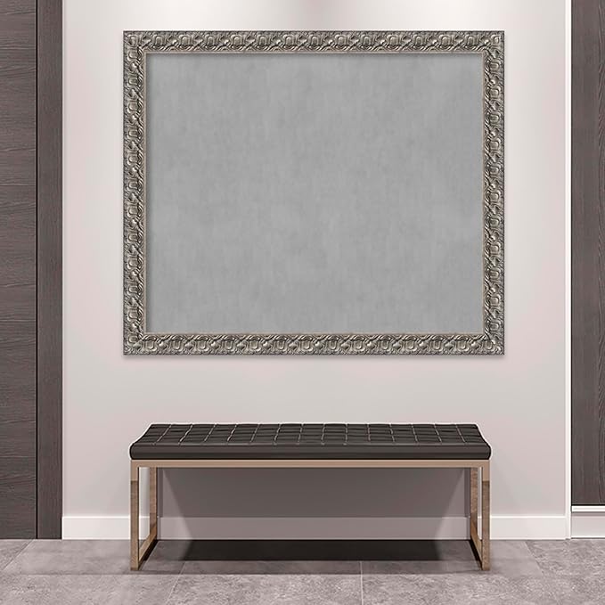 Amanti Art Silver Framed Magnetic Board 46x54 Oversize Vision Board for use with Magnets, 100% Metal Sheet to Display Items as Office Decor or for Home Organization in mudroom, Kitchen or Kids Room