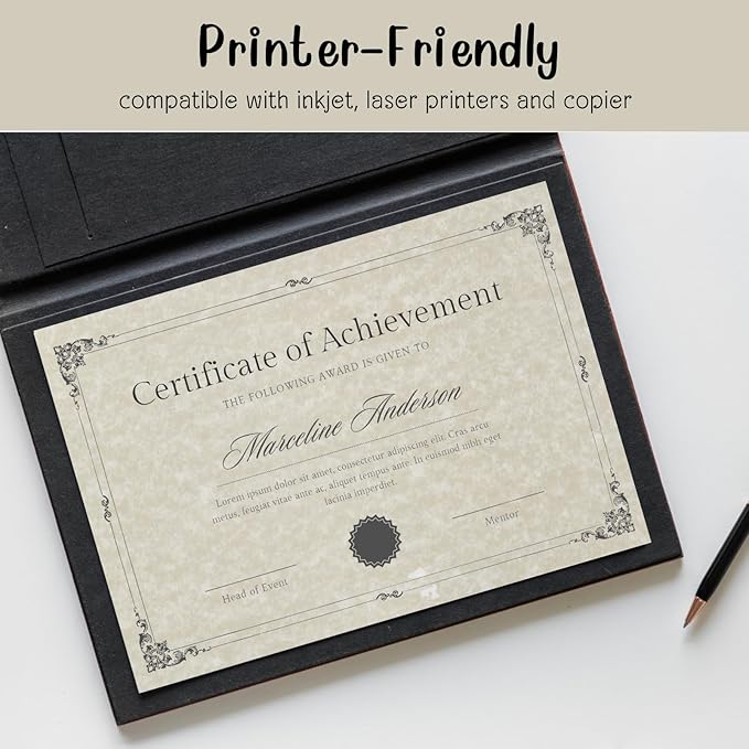 50 Sheets Parchment Resume Paper - 8.5 x11" Double-Sided Certificate Paper - 100 GSM Textured Stationary for Menus,Invitations,Resumes,Diplomas - Printing & Writing Friendly (Ivory)