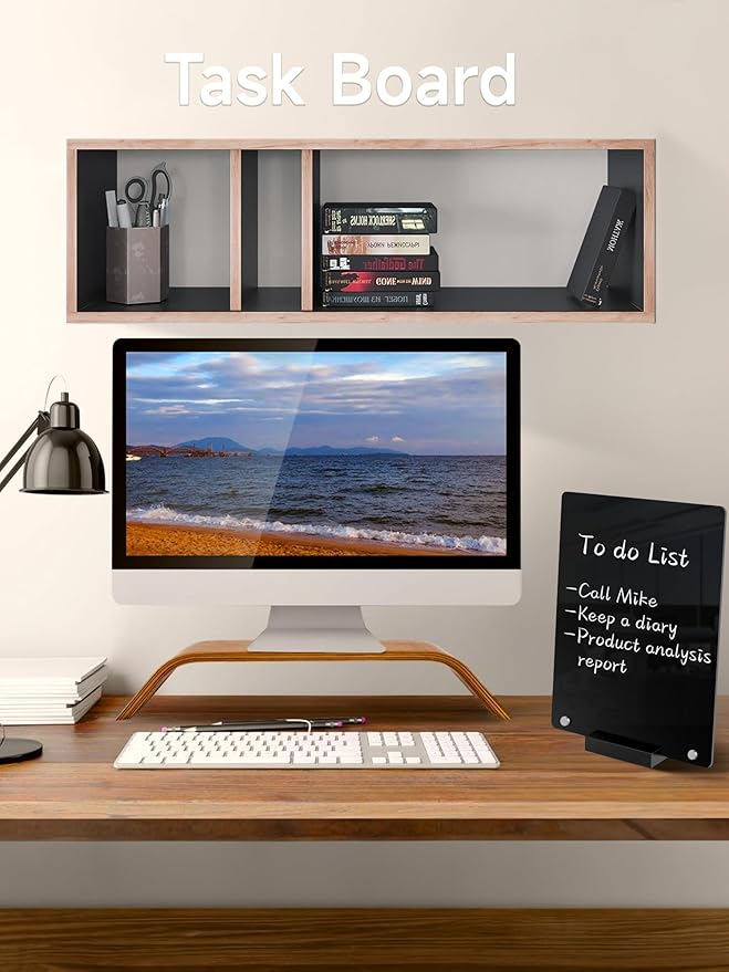 Kivsty 2 PCS Desktop Black Dry Erase Board with Stand - 12” x 8” Small Acrylic Black Board with Marker and Magnetic Clip, Reusable Desk Notepad, to-Do List, Menu Board Signs for Bar, Office, Home