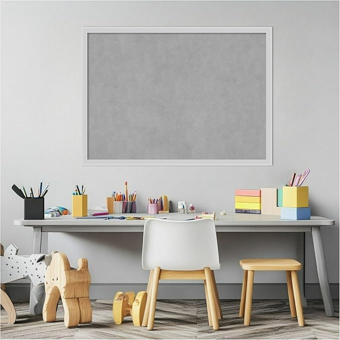 Amanti Art Silver Framed Magnetic Board 21x29 Medium Vision Board for use with Magnets, 100% Metal Sheet to Display Items as Office Decor or for Home Organization in mudroom, Kitchen or Kids Room