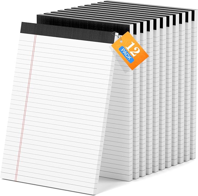 AILZFEI 12 Pack of Legal Pads 8.5 x 11 Wide Ruled Writing Pads 8.5" x 11.75" Notepad 30 Sheets per White Legal Pad Clear Print Note Pads 8x11 Pads of Paper