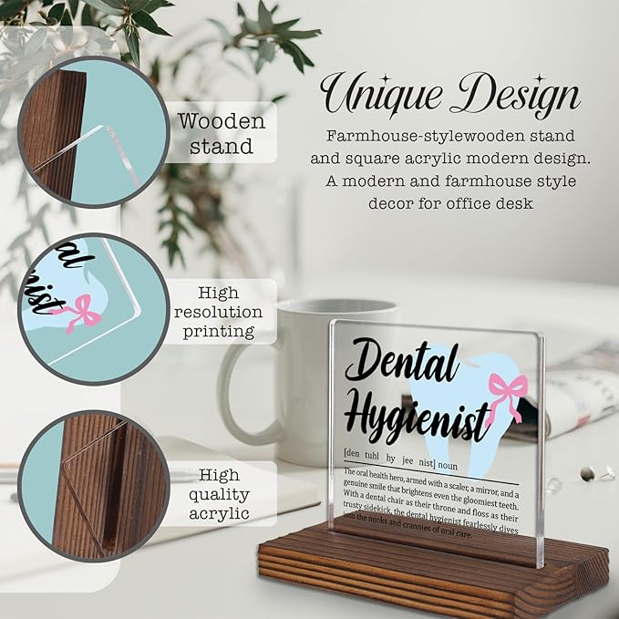 Dental Hygienist Gift Desk Decor Sign, Appreciation Plaque for Oral Health Professionals, Dental Office Recognition Week Thank You Present PA059