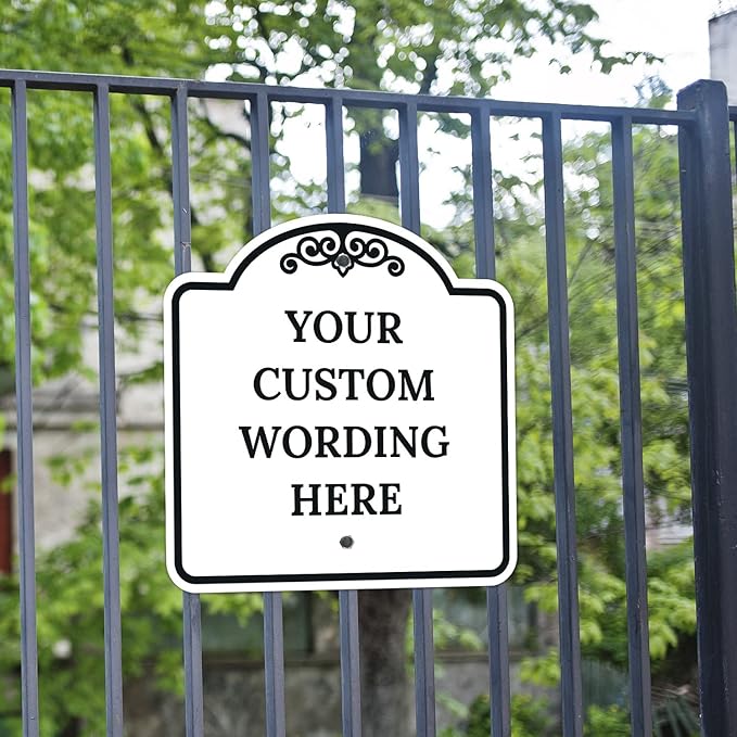 Custom Decorative Sign, Personalized Metal Sign for Business, Driveway, Home, Airbnb, Office Door Plaque,Black Border Sign, 12x12 Inches, ACM, Fade Resistant, Made in USA by Sigo Signs