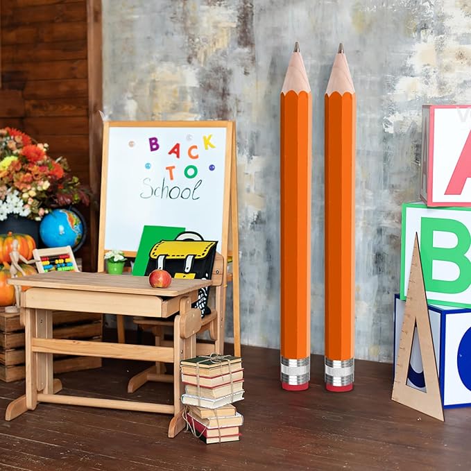 smrtcol Wooden Jumbo Pencil for Prop Gifts Decor 14 Inch Funny Big Novelty Pencil with Cap Orange