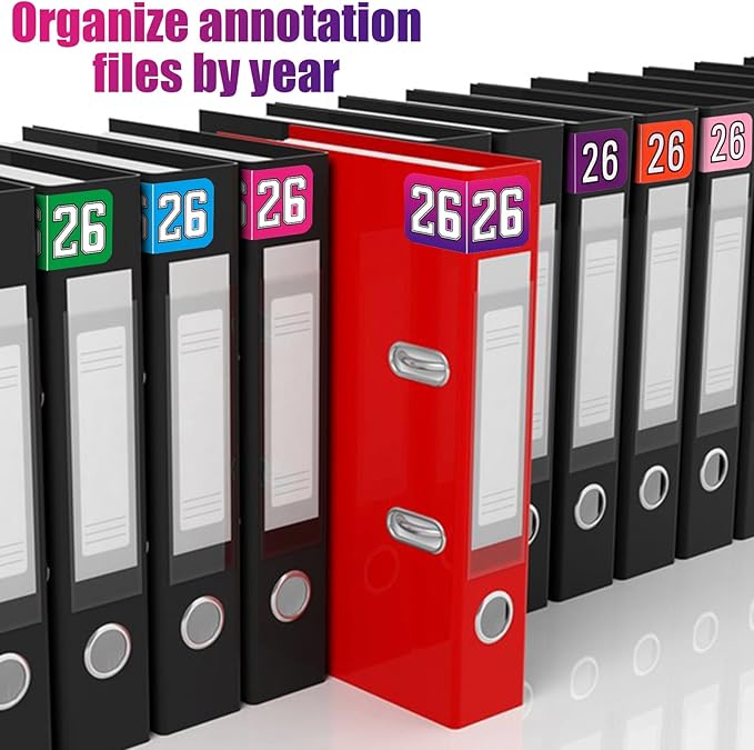 1000pcs 2026 Year Stickers, 3/4x1-1/2 Inch 26 Year Colored Self-Adhesive Stickers File Folder Labels Decals for Tab File Folders Office Supplies (Rose Red and Gradient)