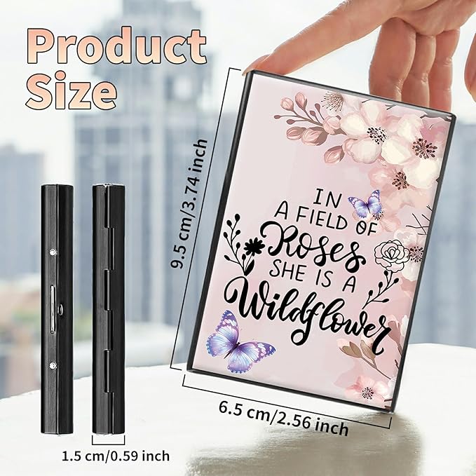 BWEGRHE Slim Credit Card Holder, Sakura Butterfly RFID Blocking Metal Wallet for Men & Women, Aluminum Minimalist Hard Case Pocket-Sized Business Cards Organizer (Fits Up to 10 Cards)