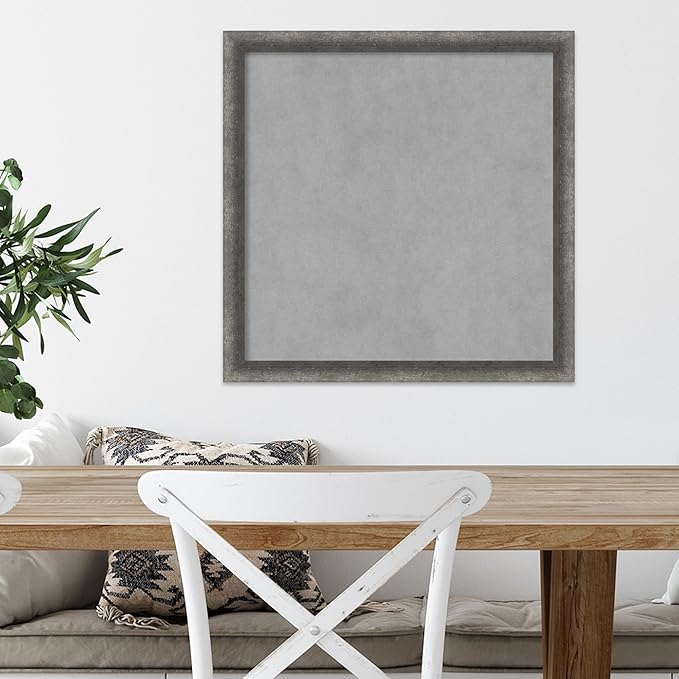 Amanti Art Grey Framed Magnetic Board 22x22 Medium Vision Board for use with Magnets, 100% Metal Sheet to Display Items as Office Decor or for Home Organization in mudroom, Kitchen or Kids Room
