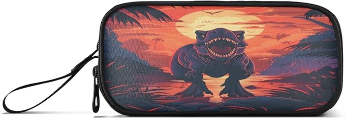 BOENLE Dinosaur Sunset Pencil Case Box Boys Girls Large Pencil Pouch Zipper Compartments Big Capacity Stationery Pen Bag Organizer Kids Teens Adults School