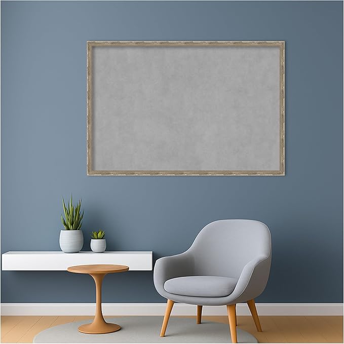 Amanti Art Silver Framed Magnetic Board 26x38 Large Vision Board for use with Magnets, 100% Metal Sheet to Display Items as Office Decor or for Home Organization in mudroom, Kitchen or Kids Room