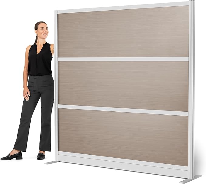 Stand Up Desk Store Oakwood Aesthetic Modular Walls | Room Divider Wall with Durable Woodgrain-Inspired Finish | Modular Office Partition Wall for Offices, Classrooms, and Coworking 70" W x 70" H