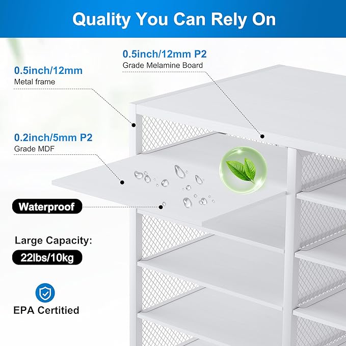 PAG-Mass Mail Sorter for Desk, Countertop Literature Organizer, Student Mailbox for Classroom, Desktop Bill Paper Holder Rack for Office Home School, 12 Compartments, White