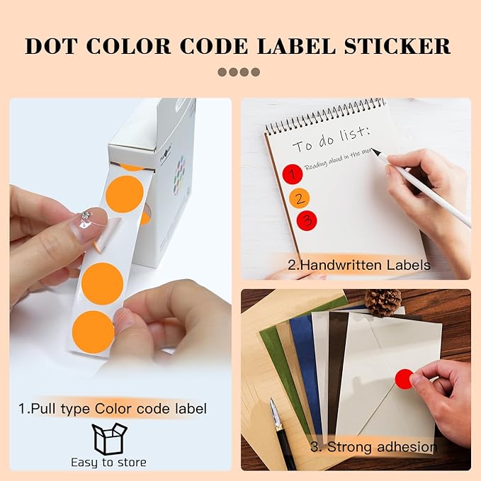 PARLAIM 2 Rolls 2000PCS 3/4" Round Circle Color-Code Dot Stickers,2 Color Style Colorful Coding Label Sticker for Home Office Classroom(Orange+Red)