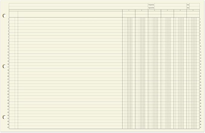 BookFactory Ledger Pad/Large 6 Column Accounting Ledger Columnar (Six Columns) Pads - 17'' x 11'', 50 Pages, Notepad Landscape Format (Made in USA)
