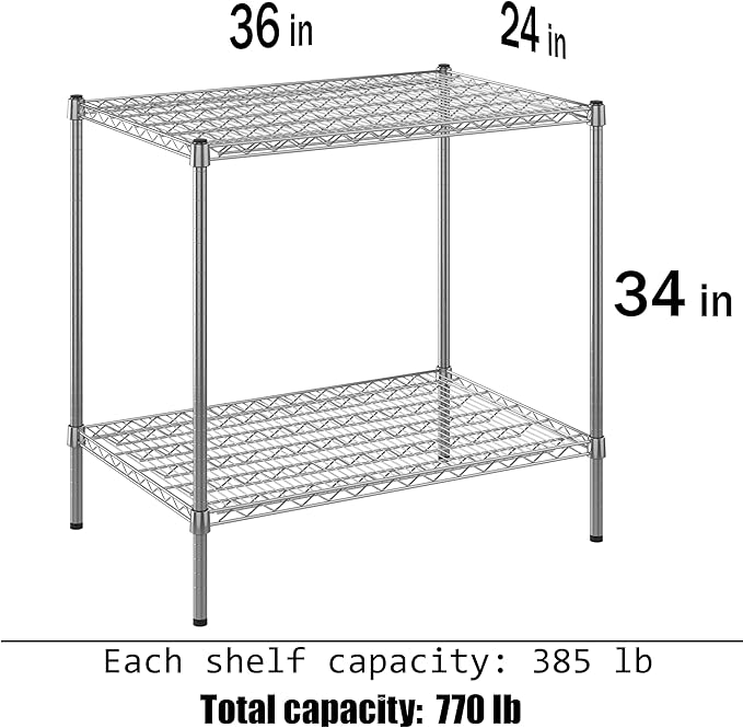 Regal Altair 24" Deep x 36" Wide x 34" Height Wire Shelving Kit | 2-Tier | NSF Commercial Storage Rack Unit