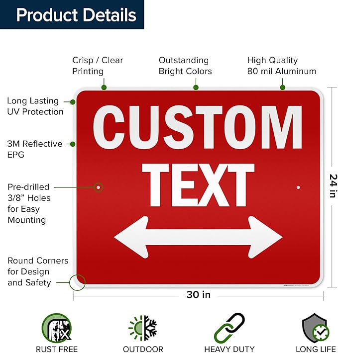 Custom Arrow,Custom Directional Sign, Two way Arrow,24x30 Inches, 3M EGP Reflective, Rust Free .080 Aluminum, Fade Resistant, Made in USA by My Sign Center