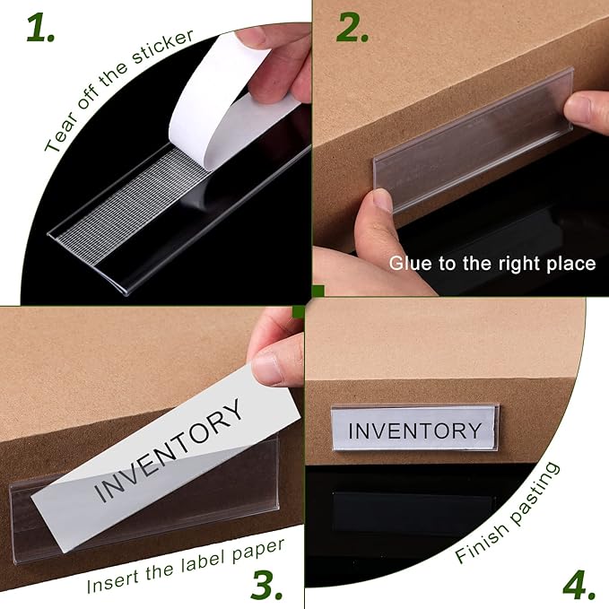 72 Pieces Clear Plastic Adhesive Shelf Tag & Price Label Holders for Supermarket, School, Library, Mailbox & Storage Bins(4 x 1 Inch)