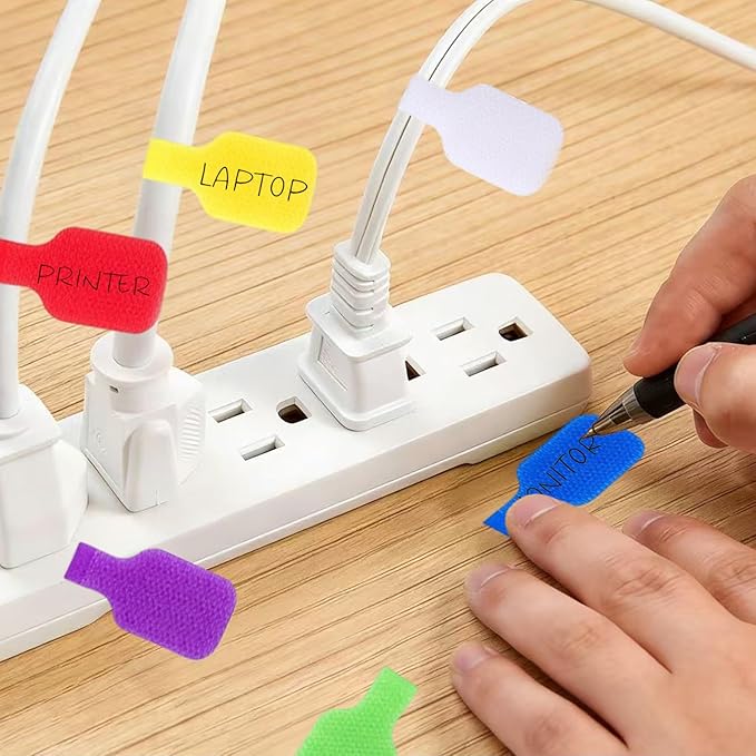POMELUNE Cable Labels,Multi-Color Write On Cord Label for Cable Management,Organization,Electronics Computers,30 pcs