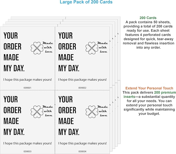 200 Thank You Cards for Small Business, 3.5" x 3” – Essential Order Inserts, Customer Appreciation & Thank You Notes