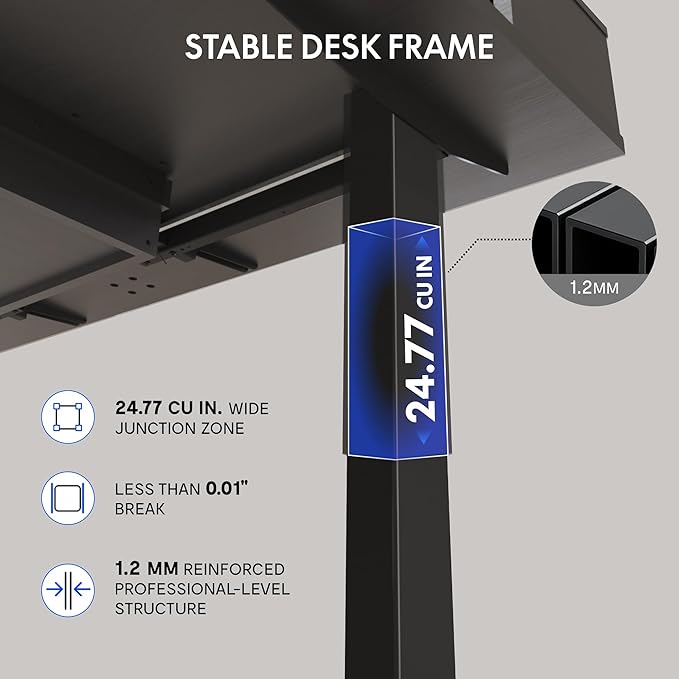 FLEXISPOT Q4 One-Piece Standing Desk with Rattan Drawers, 48 x 24 Inch Adjustable Height, Electric Stand Up Table with Monitor Shelf, Home Office Ergonomic Computer Desk with Memory Presets, Black