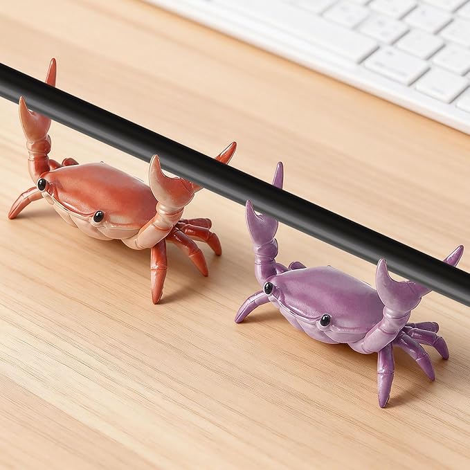 4PCS Desk Crab Pen Holder,Creative Crab Pen Holder,New Cute Crab-Shaped Pen Holders,Weightlifting Crabs Penholder Bracket Storage,Funny Desk Decor for Office Desks,Shop Windows,Home(Red)